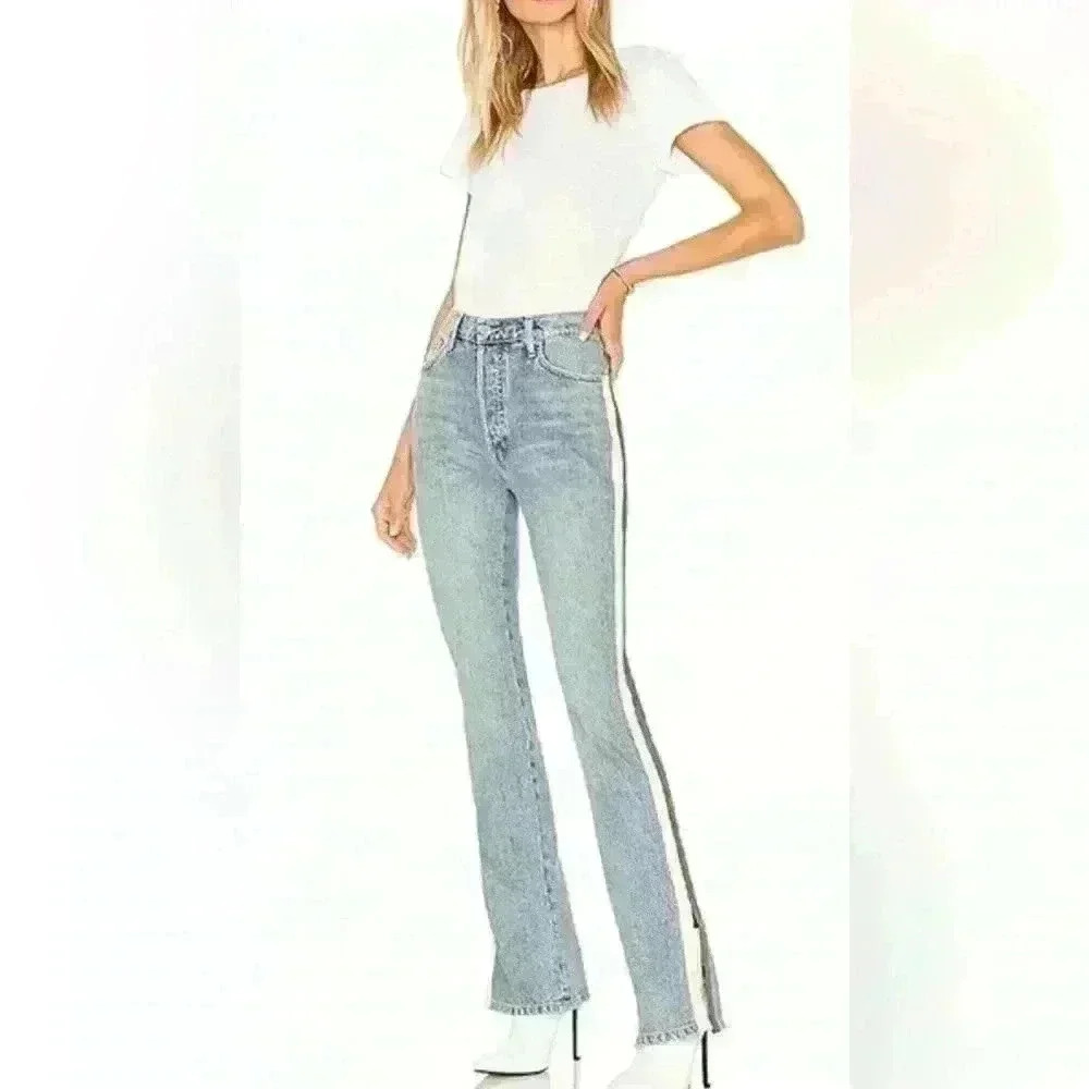 Sandrine Rose $238 Revolve The Bardot Denim Jeans Western Wide Flare Pants Retro